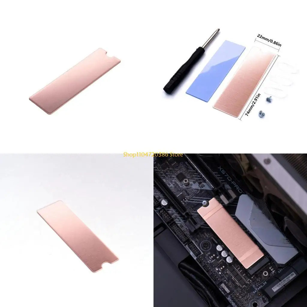 

K0EA M.2 2280 Laptop SSD Heatsink M.2 Copper Coolers 1mm Thickness Thermal Pad for Enhances Cooling and Improved Stability
