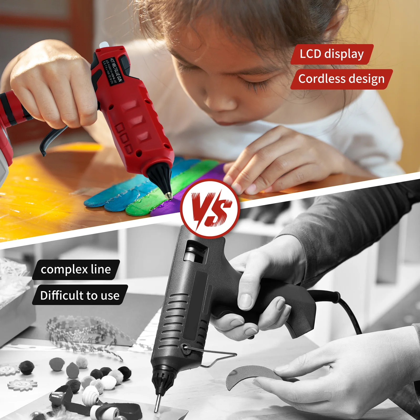 مسدس صمغ يسيح بالحرارة لاسلكي 100 وات 100 ℃ -200 ℃   شاشة LCD رقمية مع 10 قطع 11 ملم عصي غراء لبطارية ميلووكي 18 فولت (بدون بطارية)