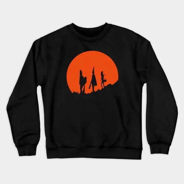 

Autumn and Winter Crew Neck Sweatshirt Pure Cotton Mysterious Silhouette Print Ideal for Fans of Fantasy and Mystery Themes