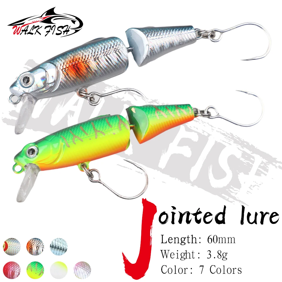 WALK FISH 1 Stück 3,8g 6cm Mehrteiliger Minnow-Köder, Imitation von Fischködern, Rotäugiger Barsch, Bio-Mimetische Köder für Seebarsch und Forelle
