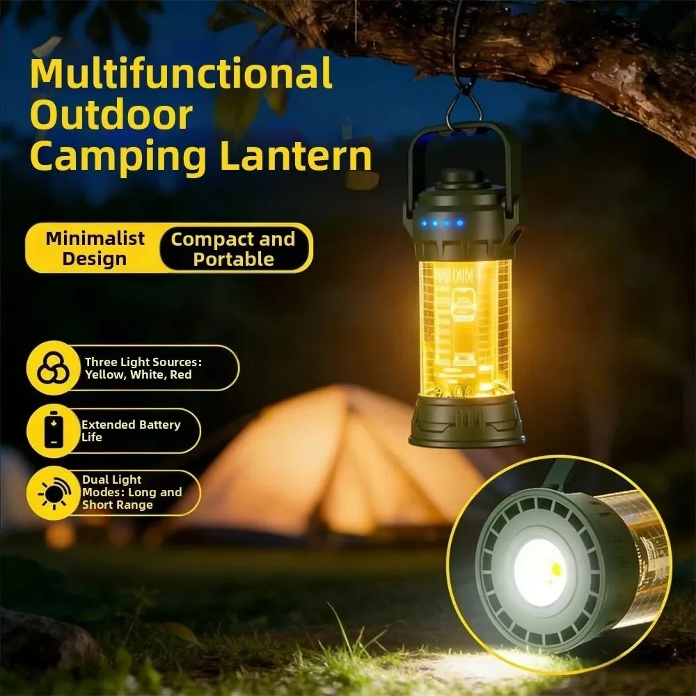 Camping portable retro lantern tent light night light decoration waterproof outdoor atmosphere light 6-speed lighting with hook