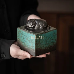 1pcs Creative Ceramic Tea Jar Small Portable Tea Box Home Coffee Container Puer Tea Storage Pot Ceramic Teaware Accessories