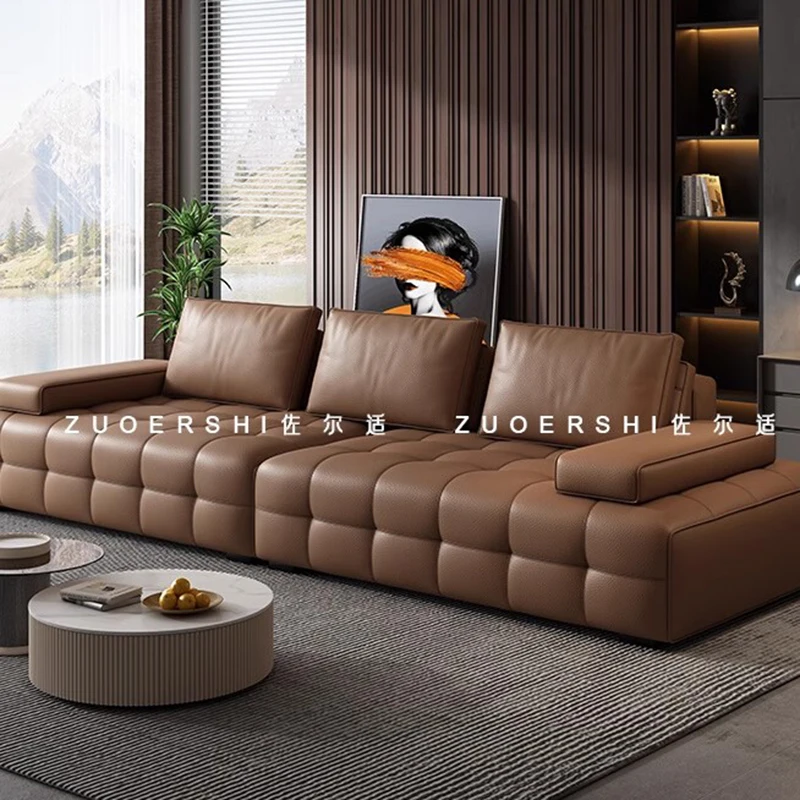 Sofa Bed Lazy Armchair Leather SofaLiving Room Sectional Relaxing Dining Chairs Set Furniture Office Chaise Italian Leather Sofa