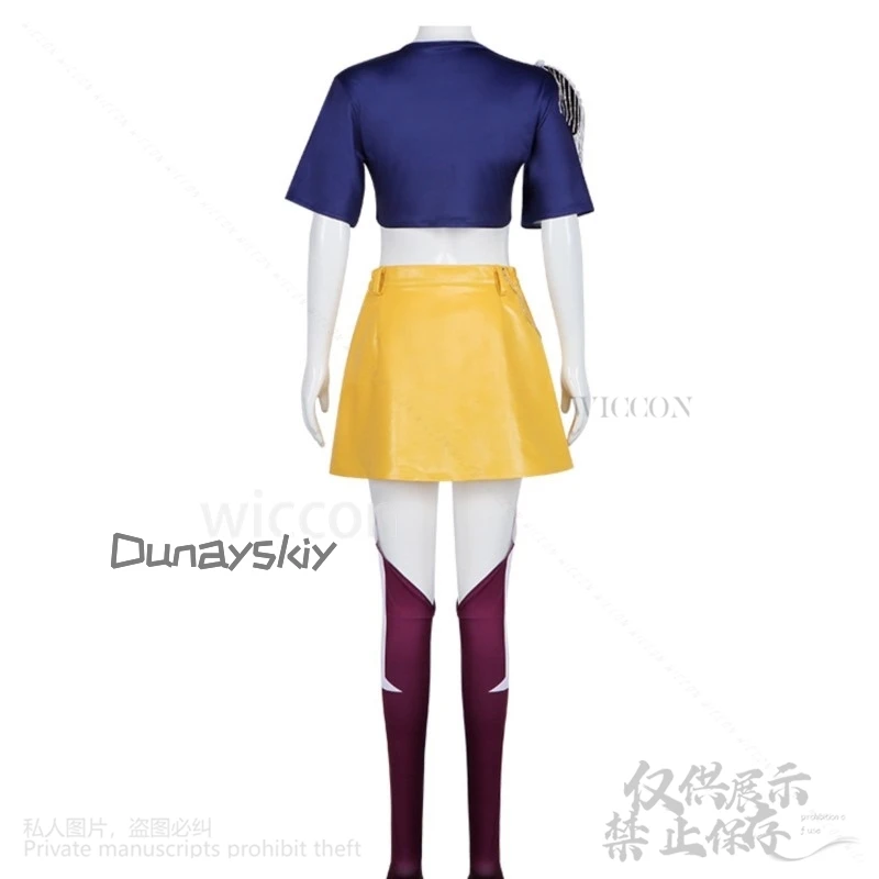 Аниме Фильм Демон Kpop Girl Group Косплей Мира Поющий Костюм Джирай Кей Панк Y2K Платье-рубашка Ярко-розовые парики Хэллоуин Вечеринка Cos