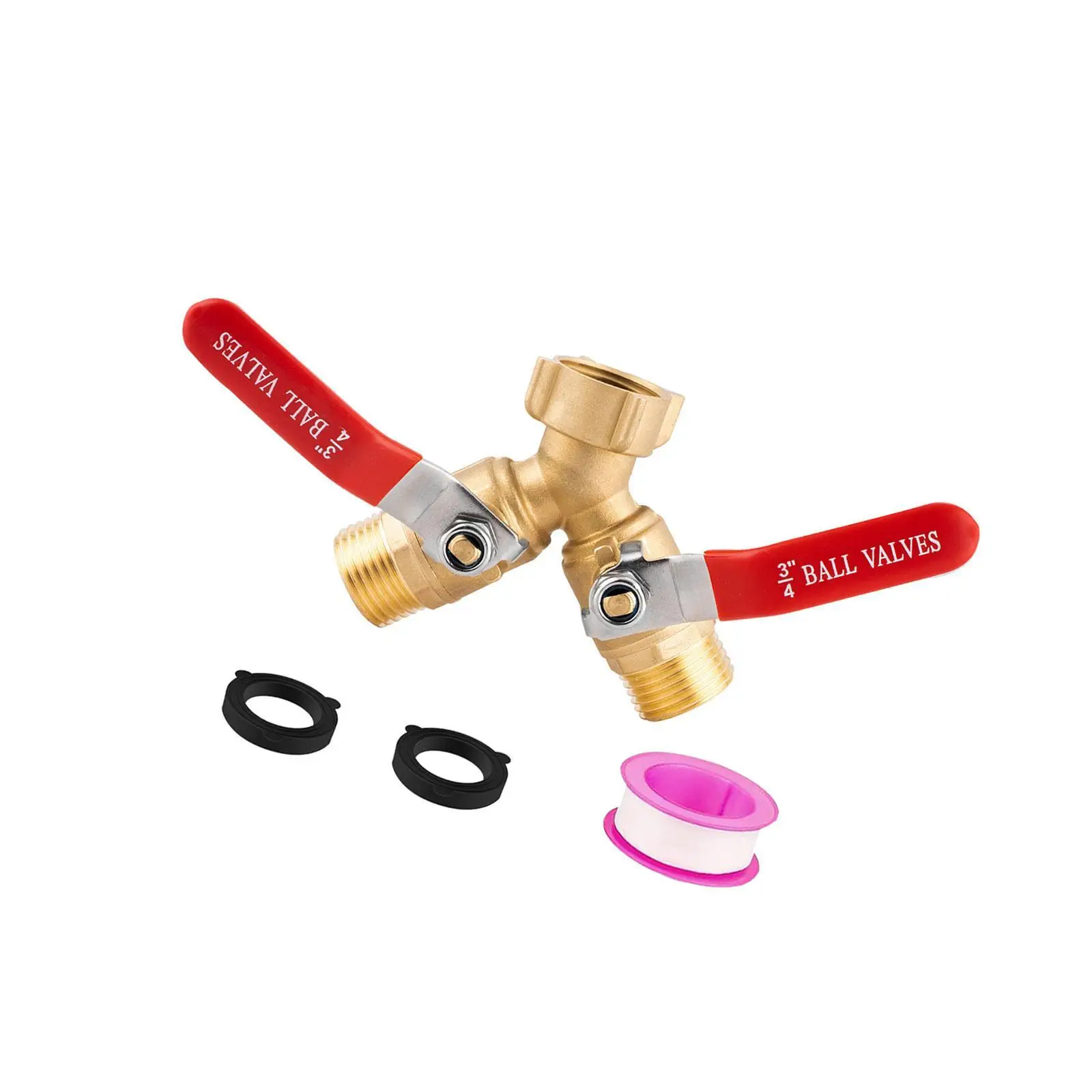 

Hose Splitter 2 Way with Long Handle and 2 Washers Tap Adaptor with on/Off