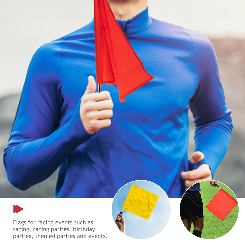 

4pcs Soccer Referee Signal Flags Red Durable Stainless Steel Handle Anti-Slip for Racing Events Birthday Parties