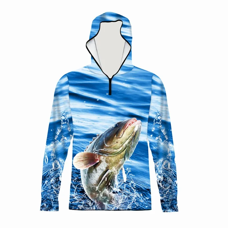 

S -XXL XXXL Sports Fishing Shirt Hooded Sun Protection and UV Protection Plus Size Hoodie Ocean Fishing Clothing Comfortable Top