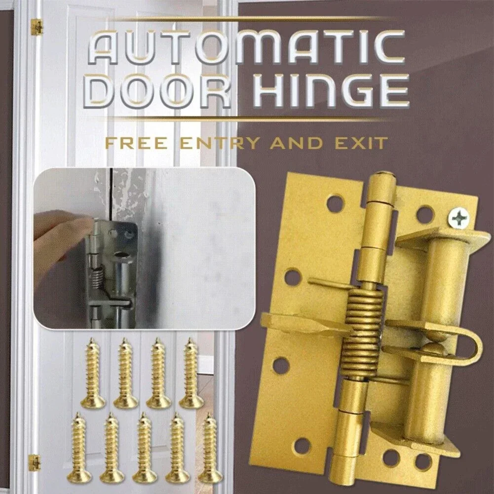 Multifunctional Door Closer Automatic Closing Hinge Buffer 4-inch Invisible Door Spring Hinge 90 Degree Right Angle Locator