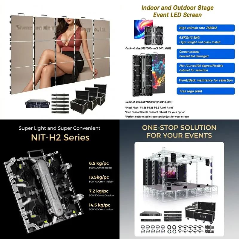 for Easy Installing Indoor Outdoor Giant Stage Led Video Wall P2.6 P2.97 P3.91 P4.81 Seamless Splicing Rental LED Display