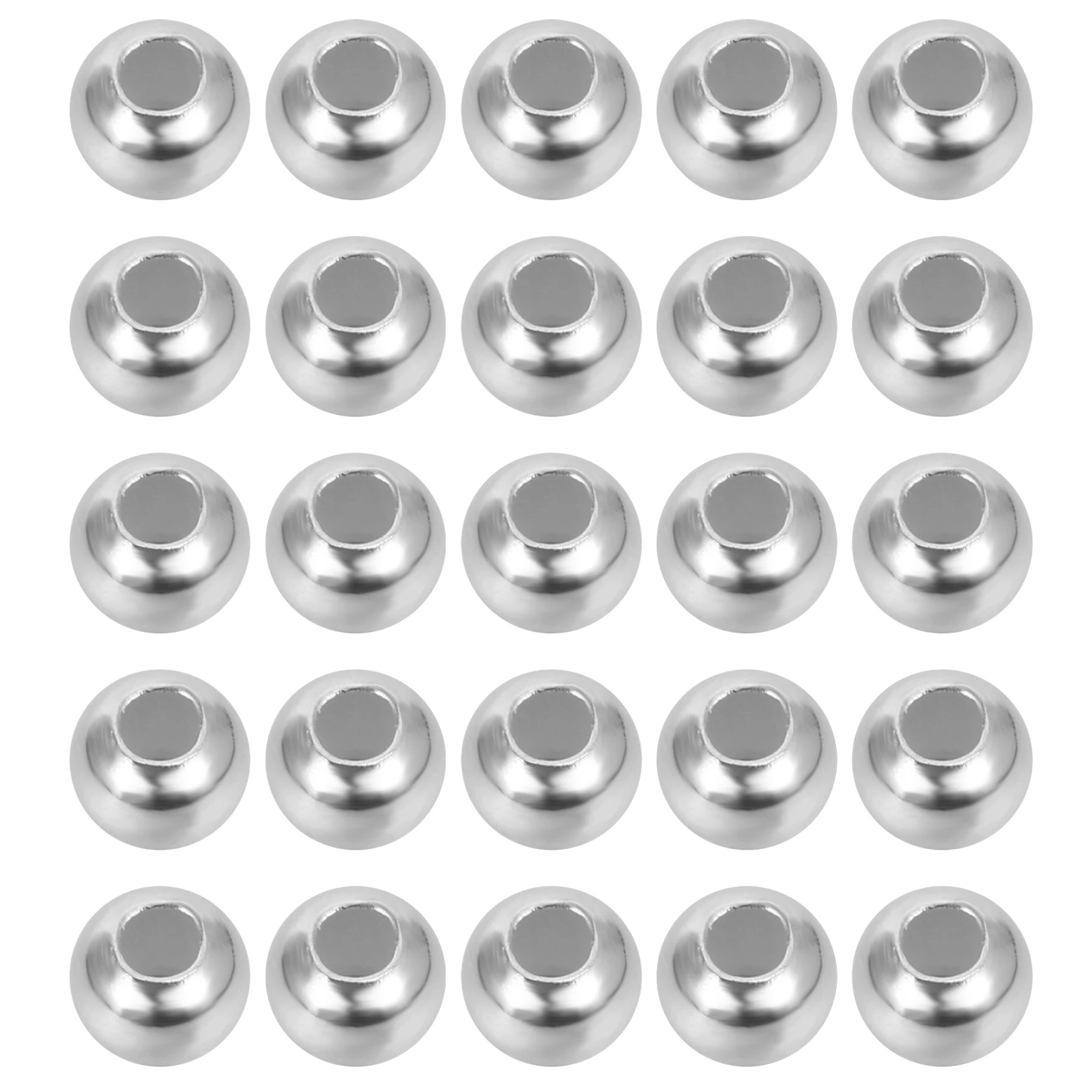 

40 Pcs Silver Beads with Holes Necklace Spacer Jewelry Accessories Making Handmade