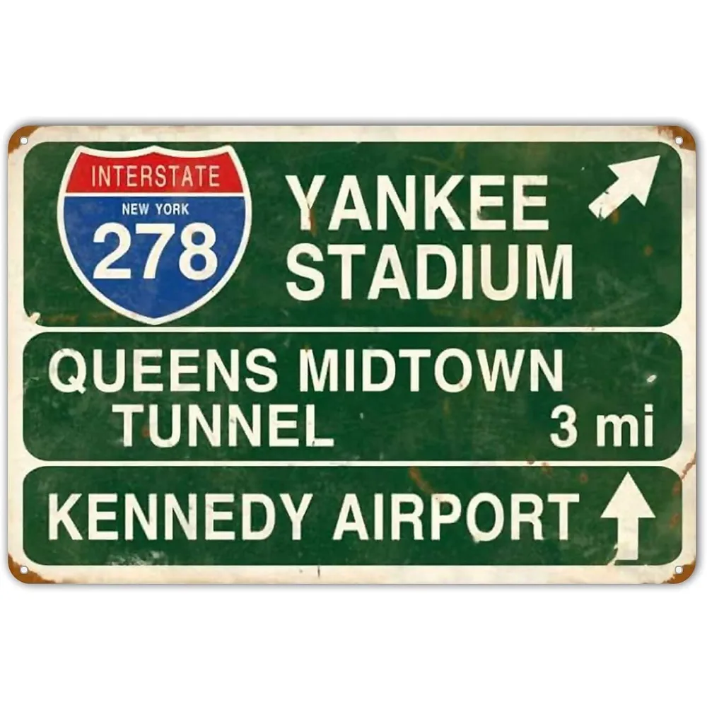 HomDeo Sinal de lata vintage 12 x 8 polegadas Yankee Stadium Bar Decor Metal Wall Art