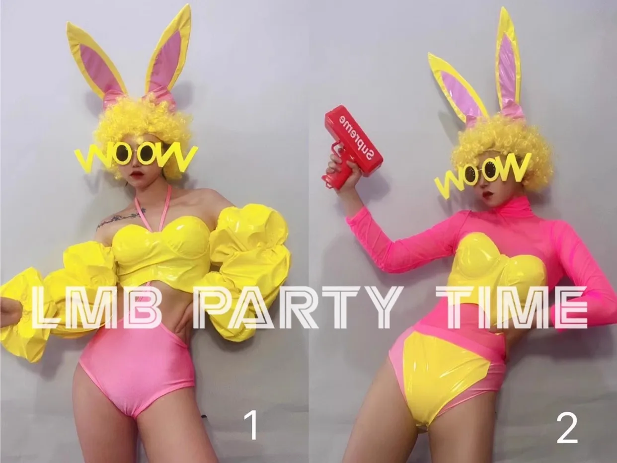 

Colorful Candy Festival Party Amusement Park Event Bar Atmosphere Interactive Nightclub Singer Dance Stage Outfit+Headress+Glass