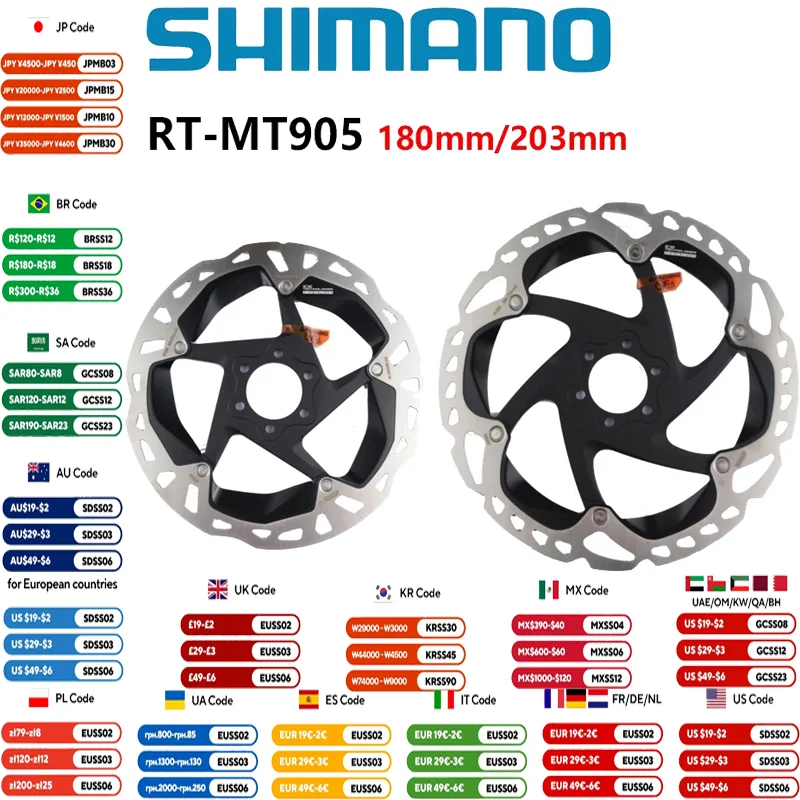 Shimano XTR RT-MT905 6-Screw Disc Brake Rotor ICE TECHNOLOGIES FREEZA 203mm/180mm For MTB Mountain Bike Original Shimano Parts