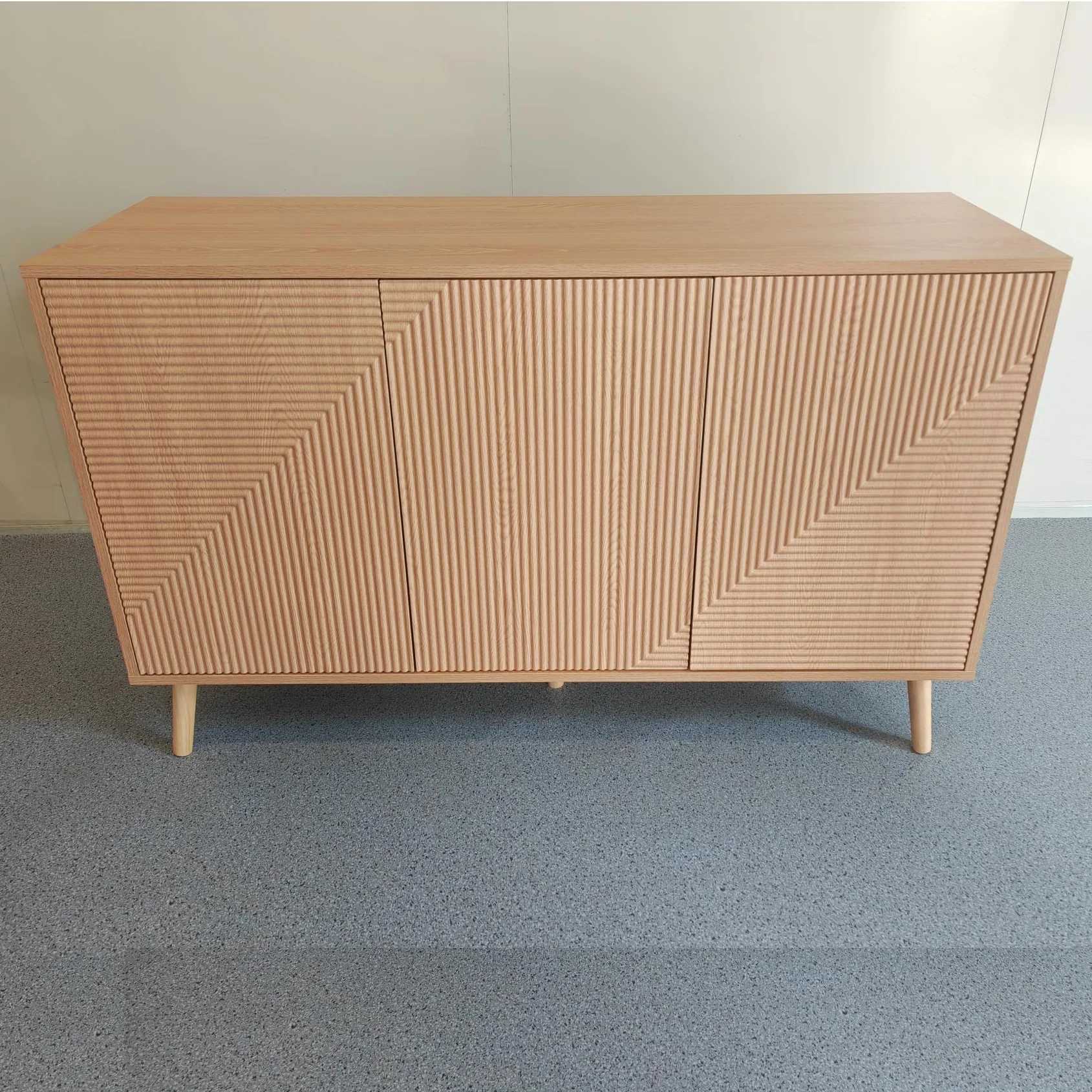 Grooved 3 Door Modern Sideboard for Living Room Furniture