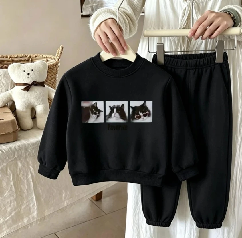 Little Kids Pet Photo Sweatshirt Jogger Outfit Baby Boys Girls 6M-6T Clothing Children Daily Wear Costume Child Clothing Suit