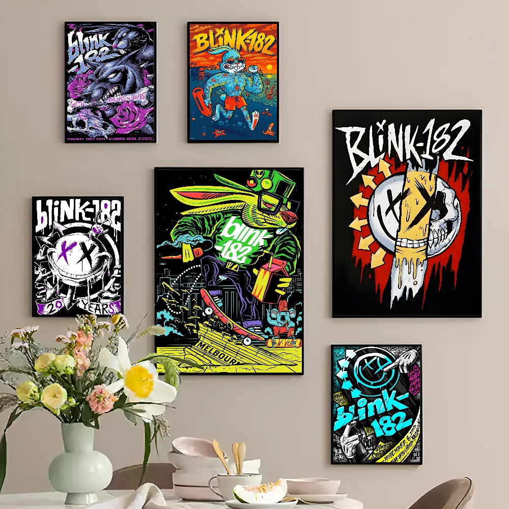 Blink 182 Rock Band Anime Posters Sticky Waterproof Paper Sticker Coffee House Bar Kawaii Room Decor