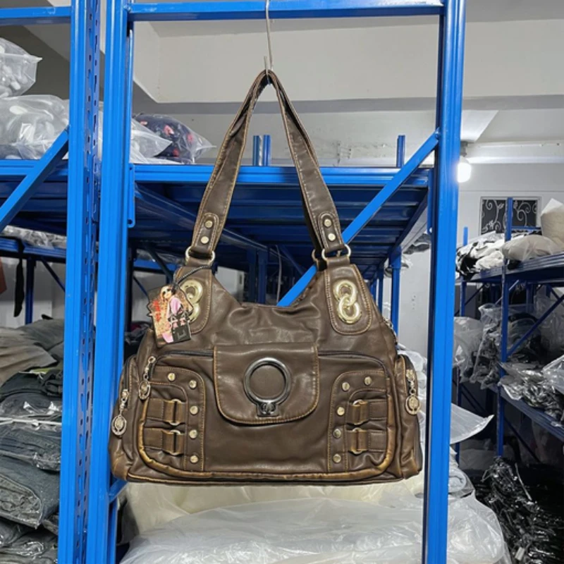 

Women Y2k Handbag Large Capacity Vintage Handbags Motor Style Lady Grunge Shoulder Bag Pu Leather Fashion Tote Bags 2025 Trend