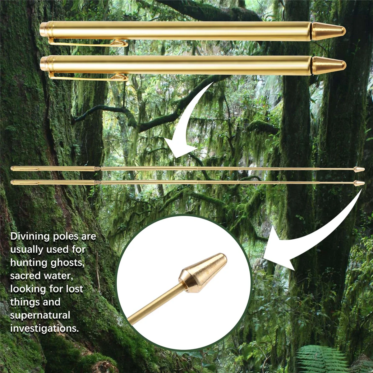 

Better Quality 2PCS Dowsing Rods, Retractable Divining Rods, Portable Pen Shape L Rods, for Ghost Hunting Tools, Divining Water