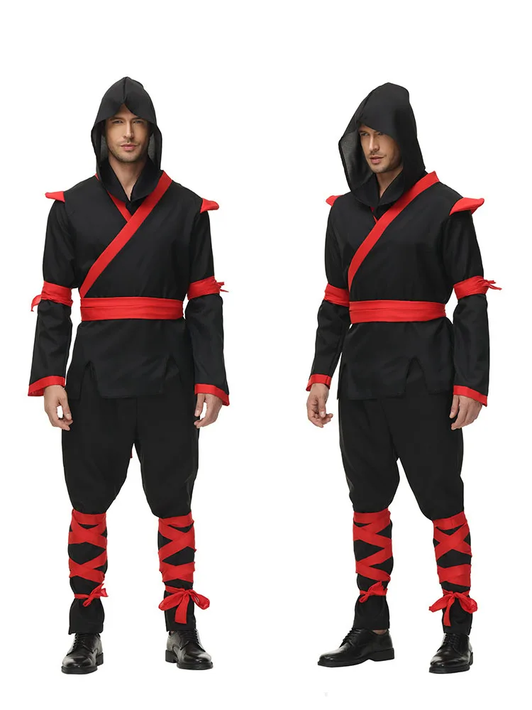 Kostium Ninja dla dorosłych mężczyzn na Halloween, przebranie na bal maskowy, występ sceniczny, strój samuraja, męski strój, poliester