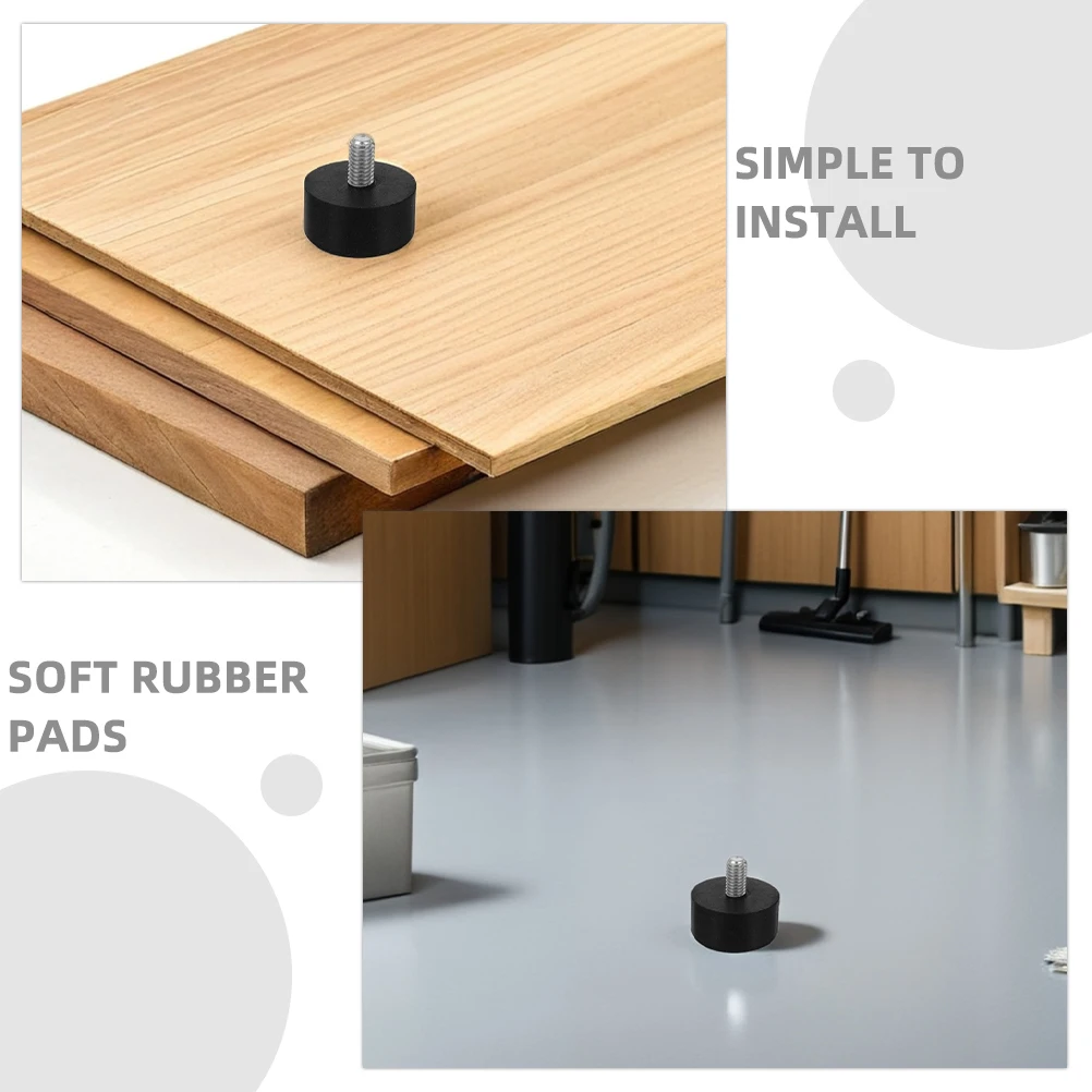 12pcs Anti-slip noise-reducing Soft Rubber Foot Pads M6 Adjustable Furniture Levelers Screw In Threaded Furniture Legs For Chair