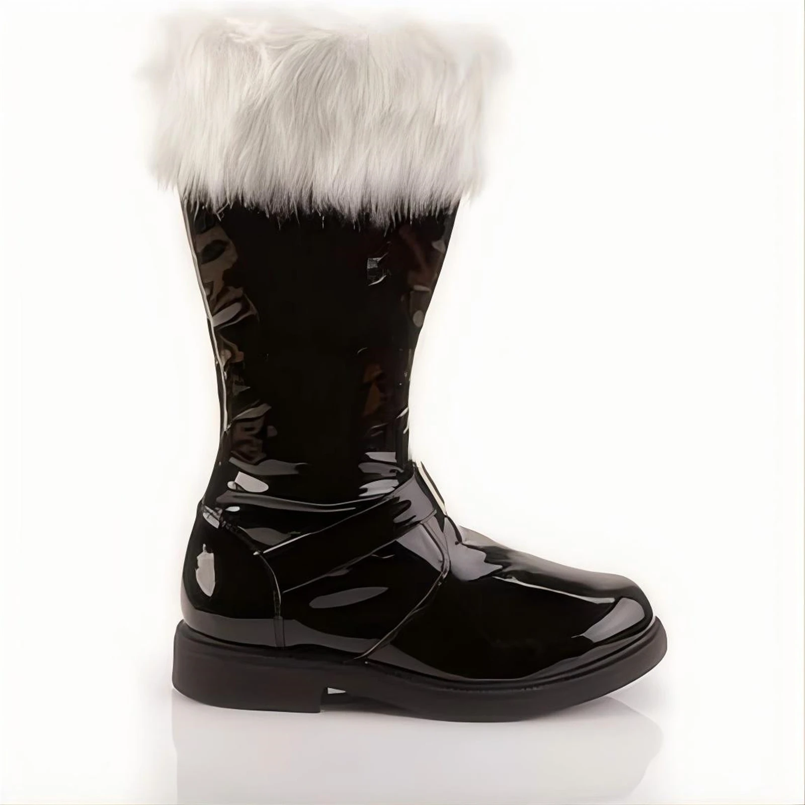 Frauen Männer Weihnachten Cosplay Stiefel Santa Claus Faux Leder Schuhe Mit Fell Männer Winter Stiefel Bühne Leistung Schuhe Kostüm Requisiten