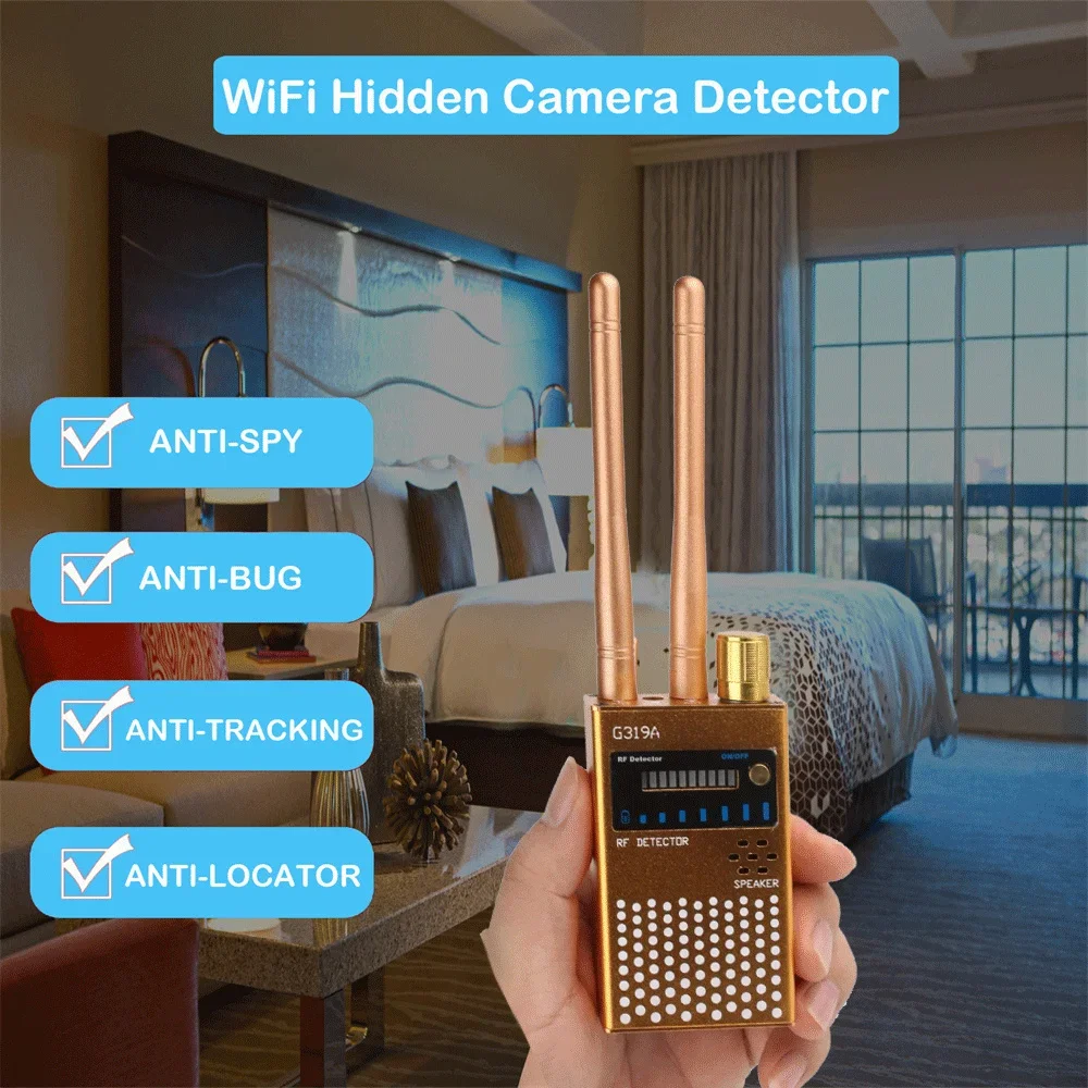 

Portable Anti-spy Hidden Camera Detector Prevent Monitoring Wireless RF Signal Detect Car GPS Locator Tracking GSM Bug Scanner