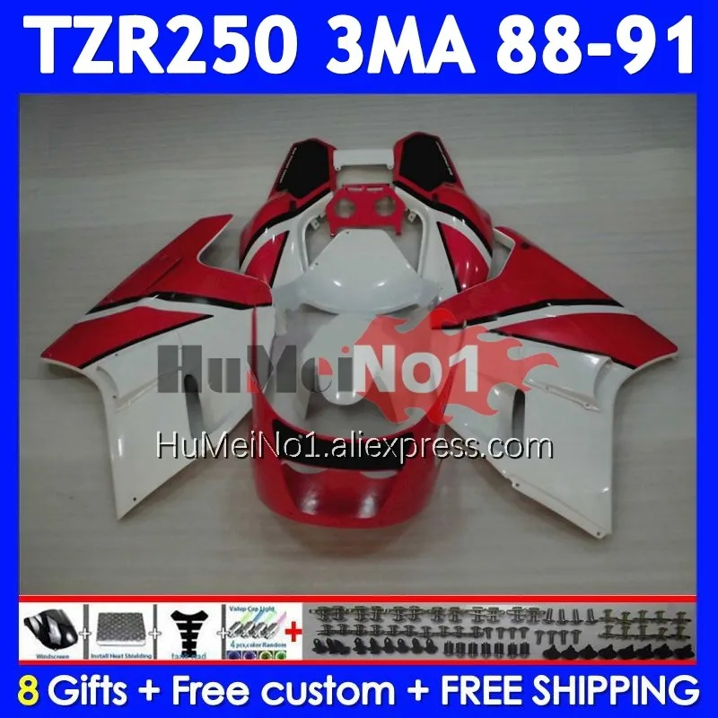 Kit For YAMAHA TZR-250 3MA TZR250 White red YPVS RS TZR 250 88 89 90 91 375No.68 TZR250R TZR250RR 1988 1989 1990 1991 Fairing