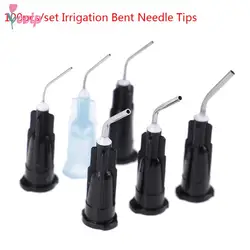 100pcs Irrigation Bent Needle Tips Dental Flow Sealant Etchant Composite Resin Acid Reagent Delievery Syringe Tips Equipment