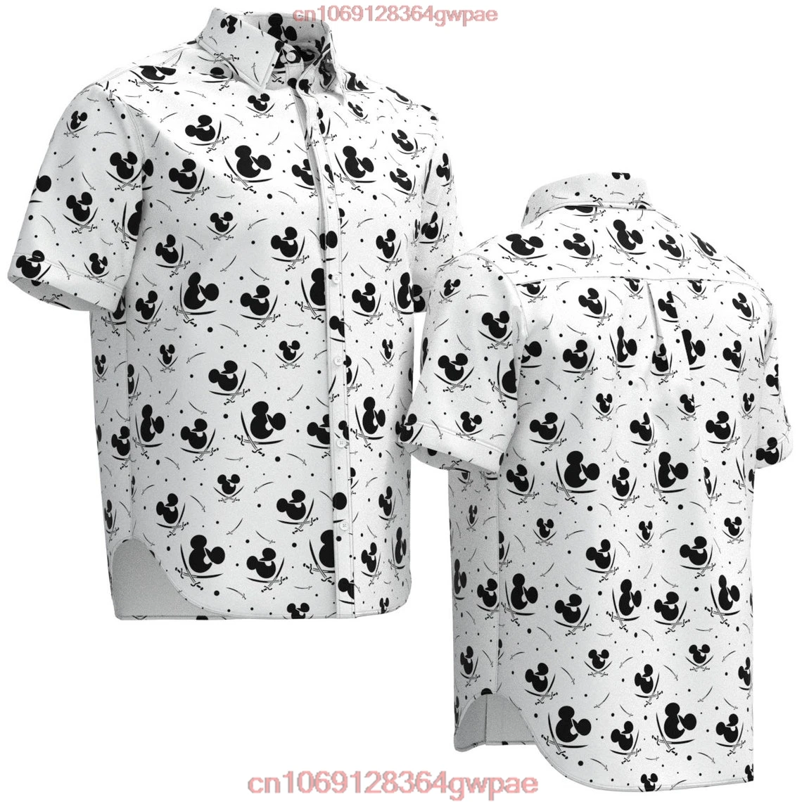 Disney Hawaiian Shirt Mickey Mouse Blindfold Pirate Sword Shirt Disneyland Hawaiian Shirt Fashion Short Sleeve Shirt