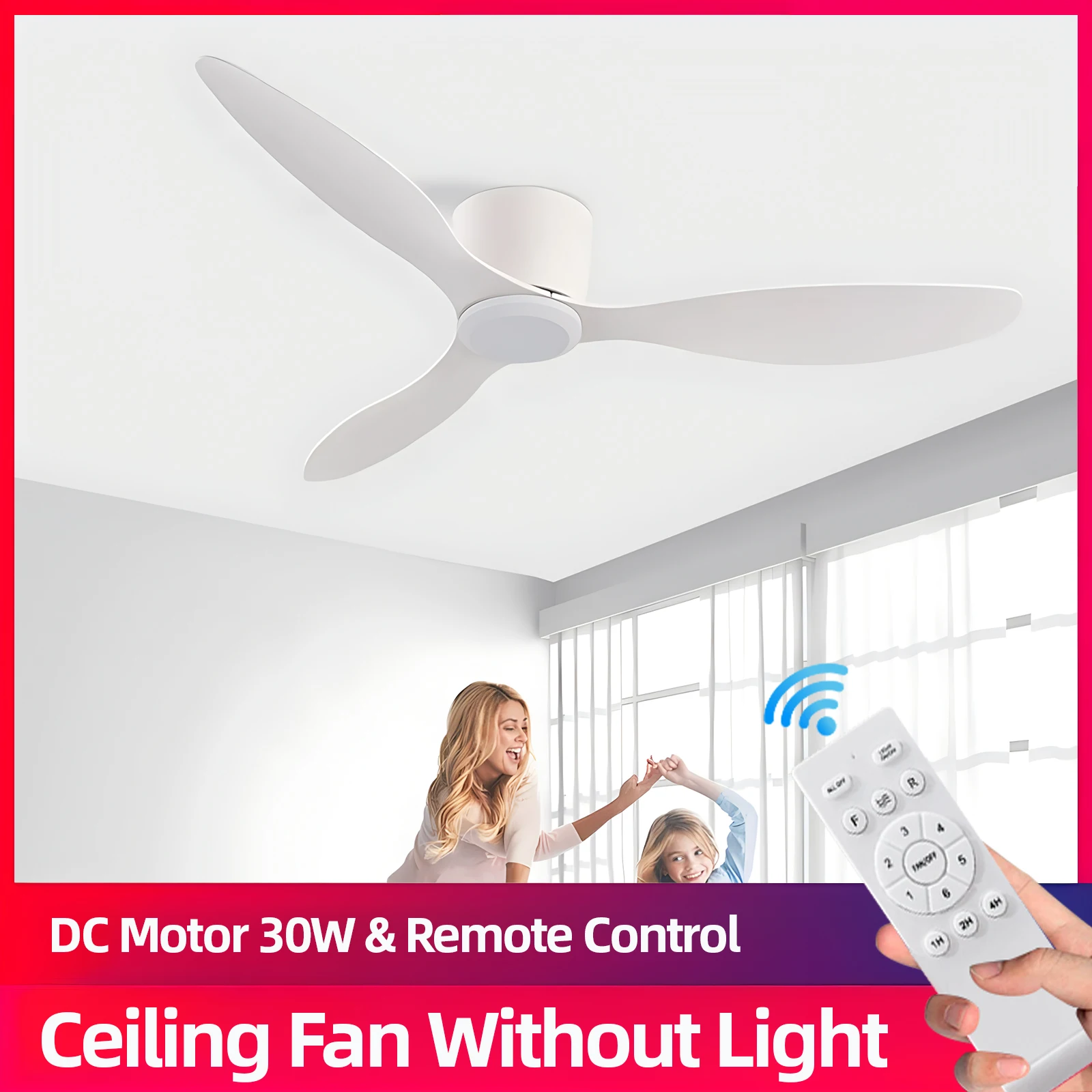 

Jelena 42 52 Inch Smart Ceiling Fan No Light DC Motor Cooling Fans Lamp Low Floor Ceiling Fan with Remote Control Electric fan