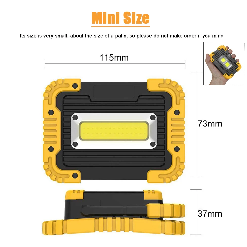 Mini focos Led portátiles, luz de trabajo súper brillante, recargable por USB, lámpara de Camping al aire libre, linterna Led por 18650/3 * AAA, 2