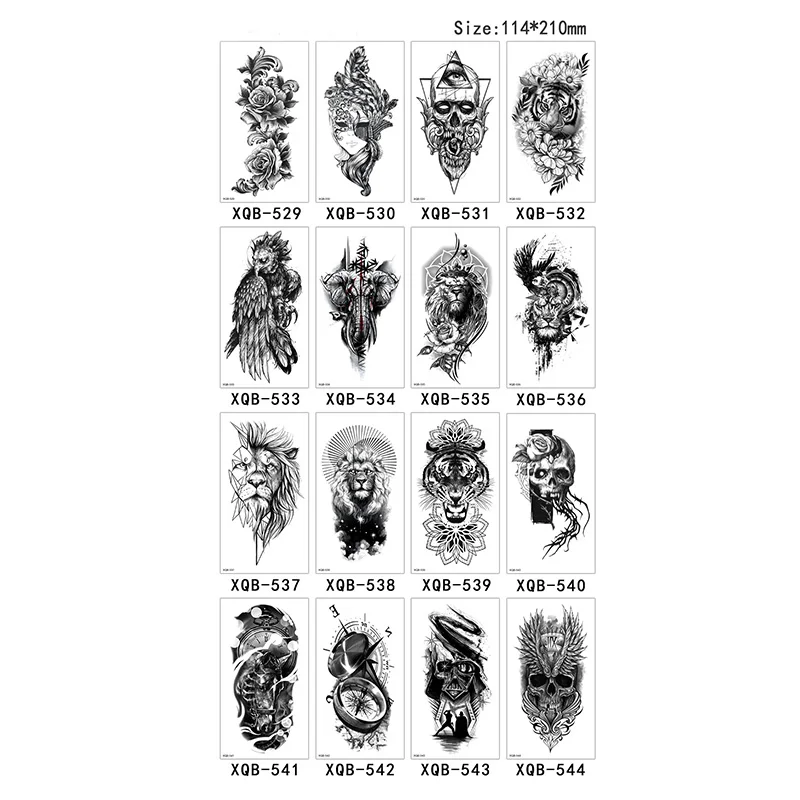 Waterproof Lasting Half-arm Tattoo Stickers Skull English Letter Bana Flower Small Tattoos Body Arm Sleeve Fake Totem Women Men