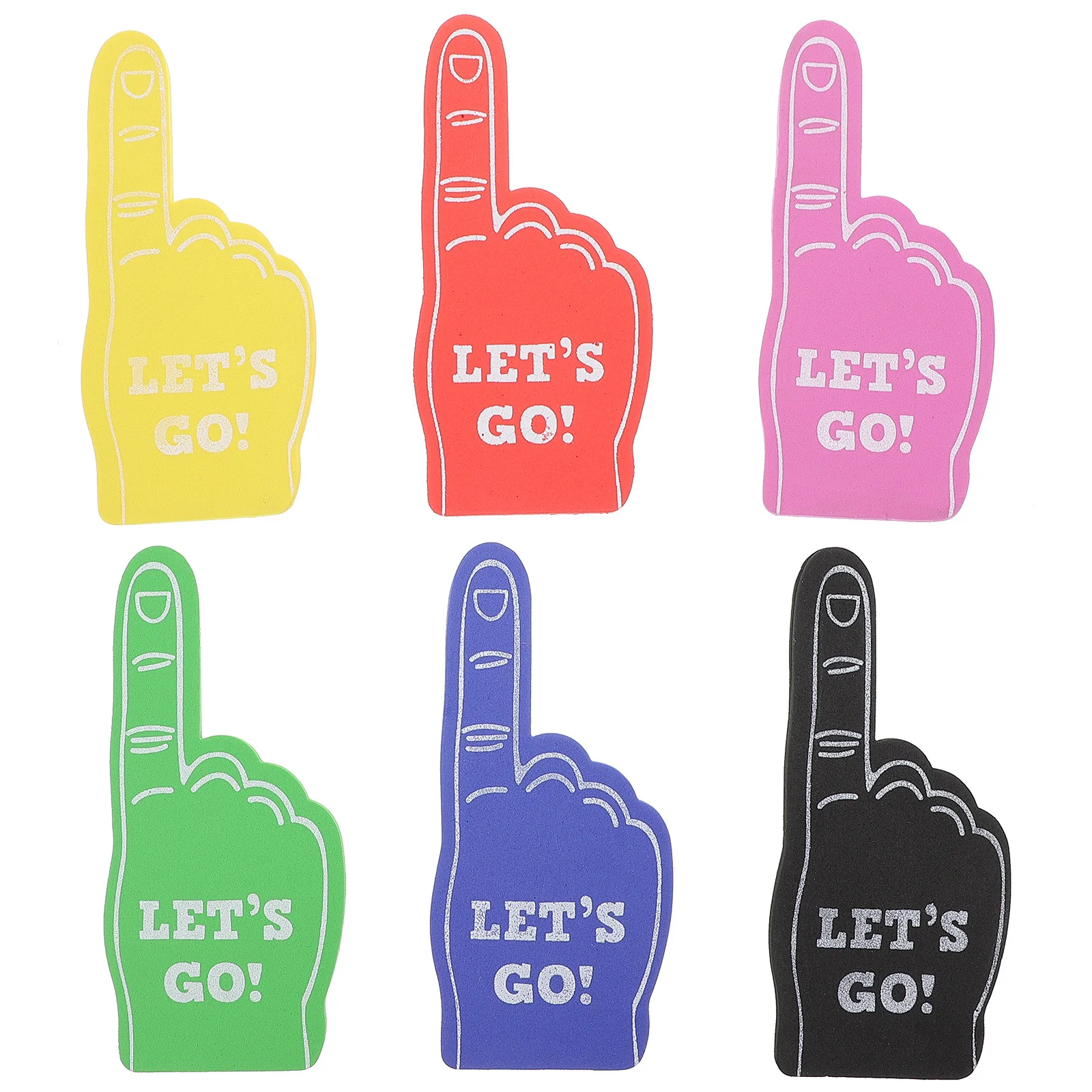 

6Pcs Foam Finger Cheerleading Props Bright Color Easy Wear Cheering Tools Party Favors for Kids Adults Sports Meeting