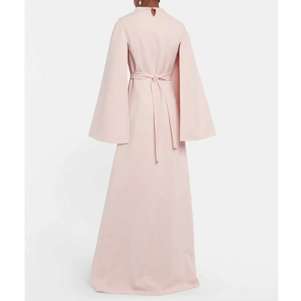 YUMDI Pink Double Rotator Sleeves Evening Dress Straight Casual Gown And Floor Style Dubai Luxury Temperament Ladies Dress