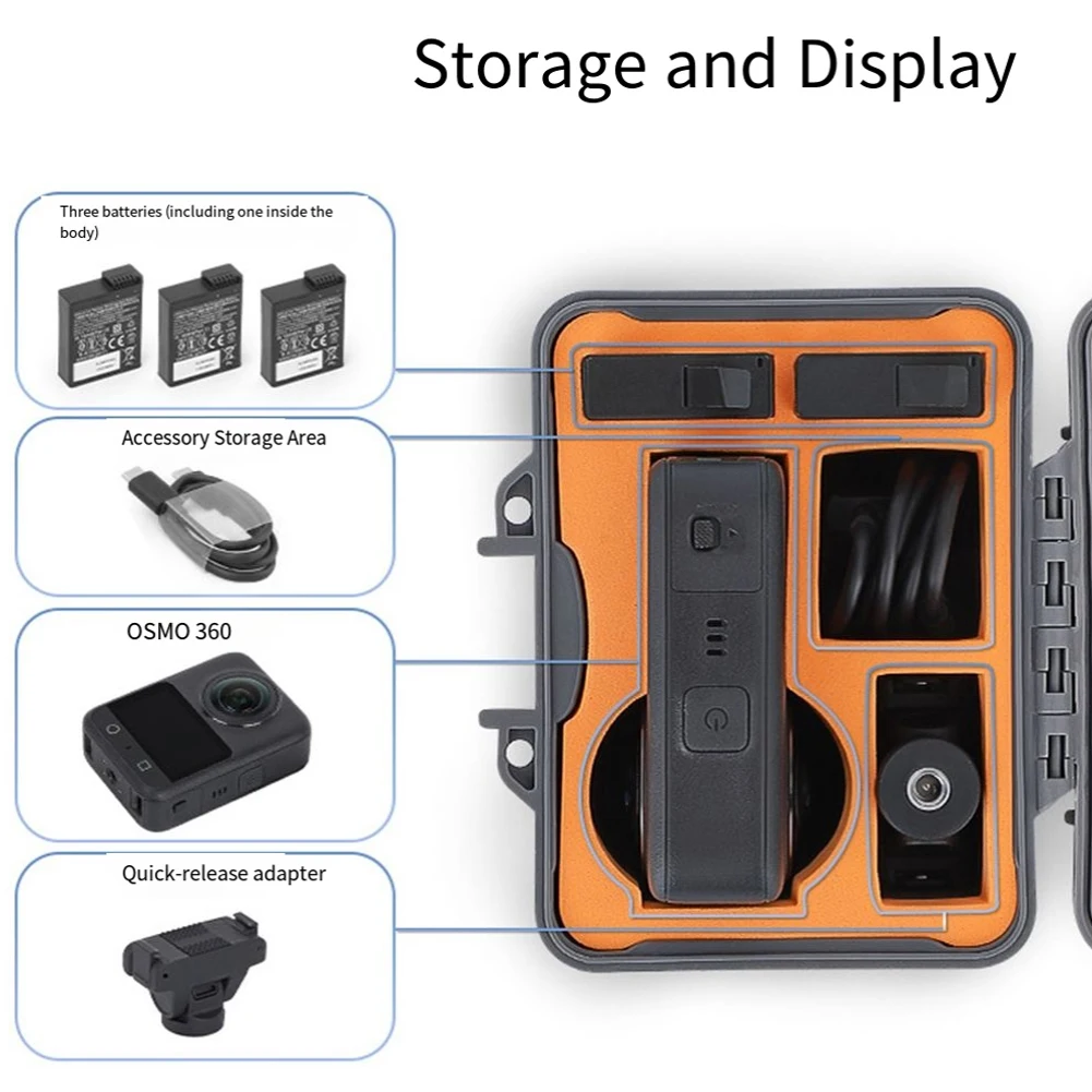 Panoramic Camera Storage Box 12.6x11x7.3CM Mini Waterproof Safety Protection Box For DJI OSMO360 Camera Storage Accessories
