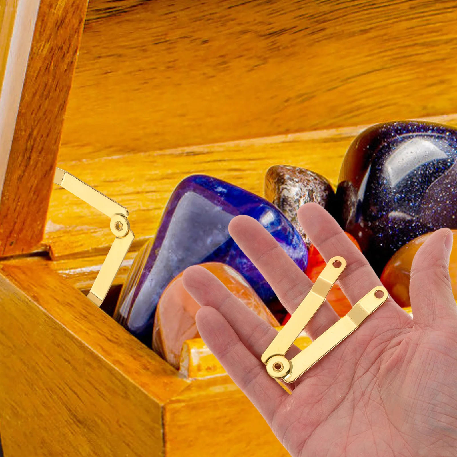 

6Pcs Iron Box Hinges Sturdy Style Chest Lid Support Hinges for Wooden Jewelry Cabinets Lid Support Hinge