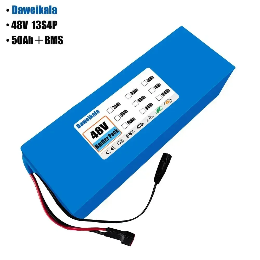 48V 13S5P 50Ah Ebike Battery Customizable High Power Lithium-ion Battery Pack for Electric Tricycles Electric Bicycles with BMS