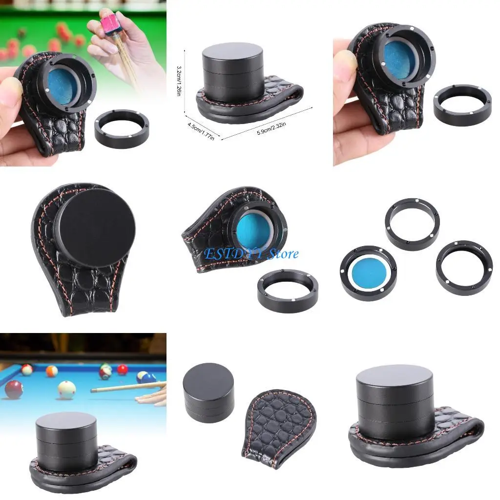 

G6DE 3-Layer Chalk Holder with Belt Clip Leather Chalk Bag for Snooker & Pool Player