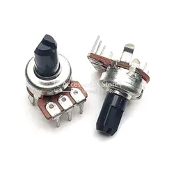 5PCS 121 Type Rotary Potentiometer A10K A20K A500K Speaker Audio Volume Adjustment Potentiometer 3Pin Shaft Length 10MM