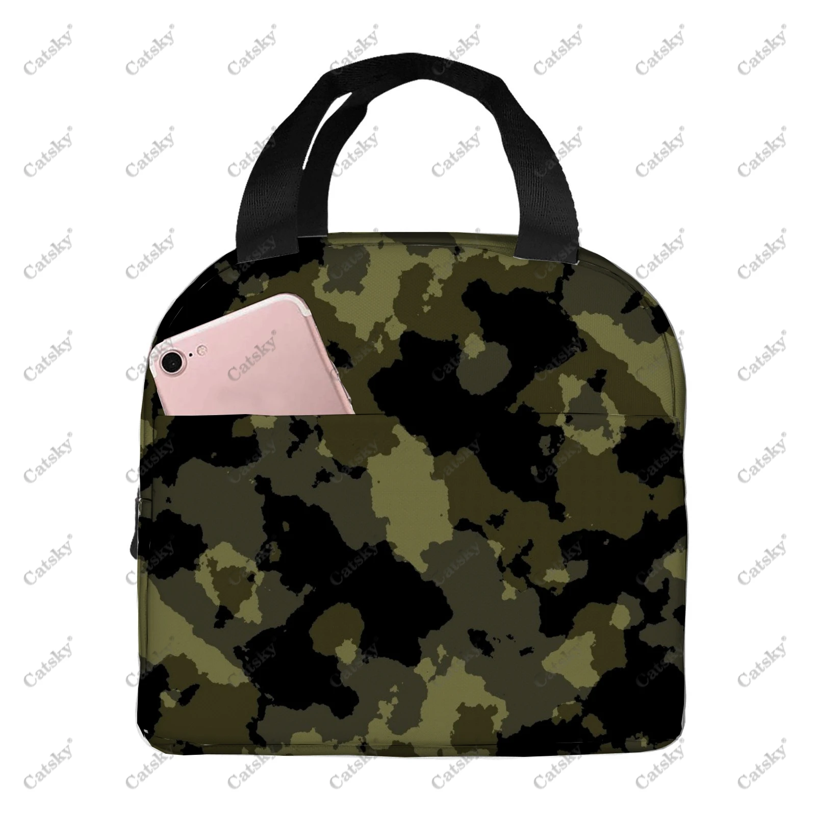 camouflage Portable aluminum foil thickened insulated lunch bag meal bag printed waterproof insulated lunch tote bags