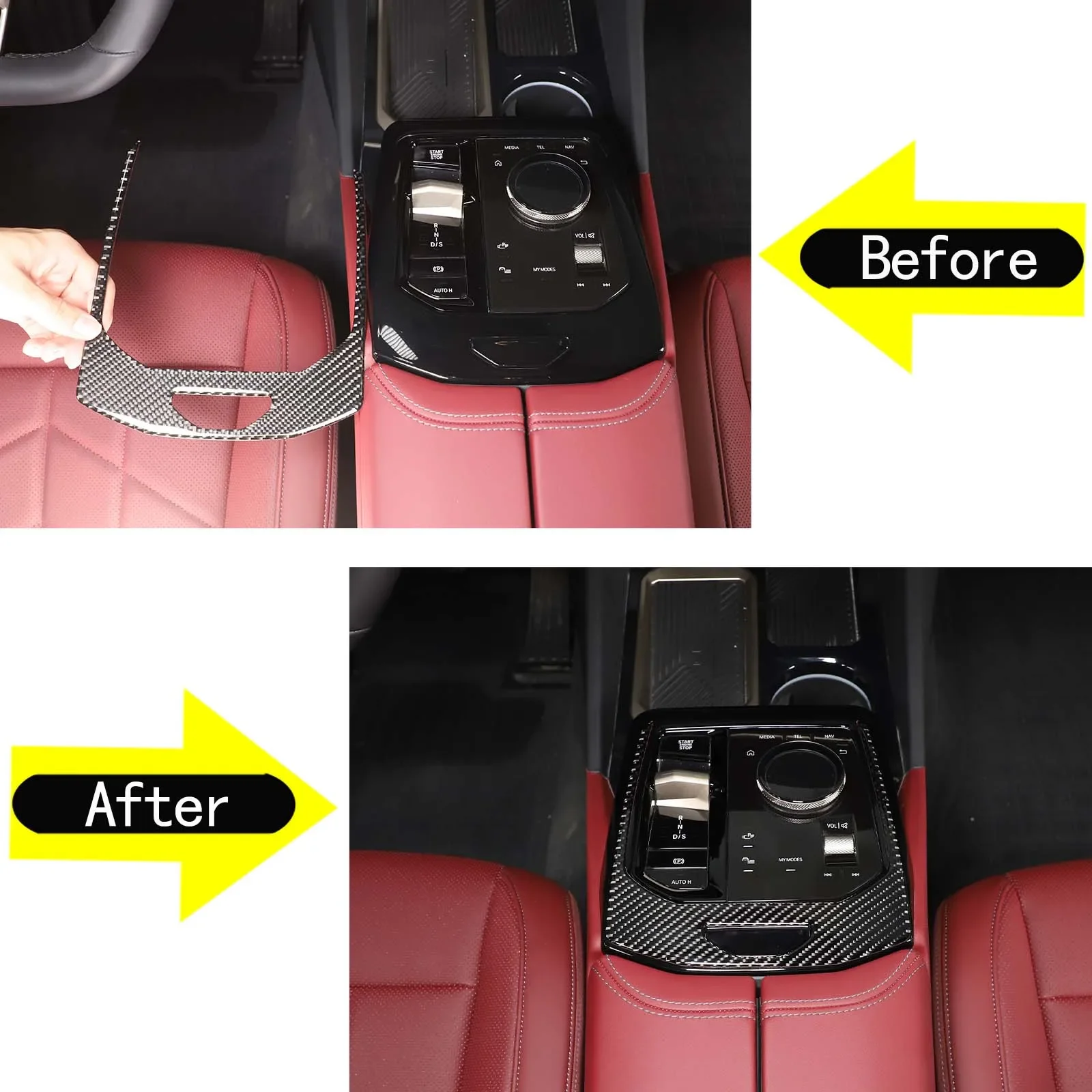 

For BMW 5 Series G60 2024+ soft carbon fiber car styling car center control gear panel frame sticker car interior accessories
