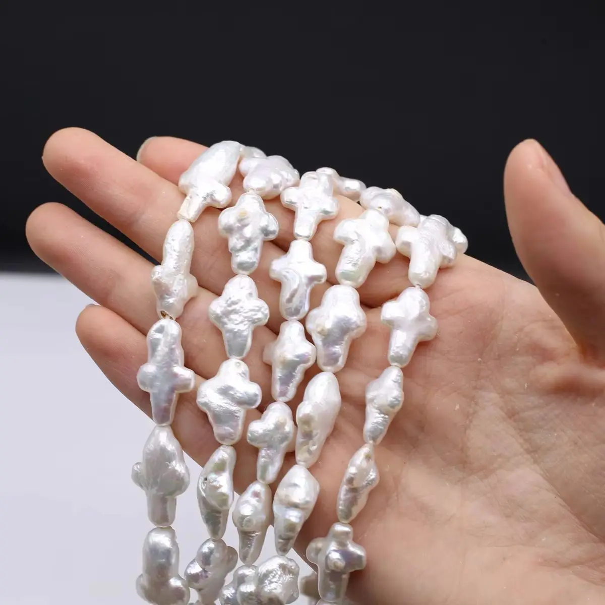 Natural Freshwater Pearls Small Cross Shaped Perforated Beads Jewelry Making DIY Necklaces Bracelets Earrings Accessories Gifts