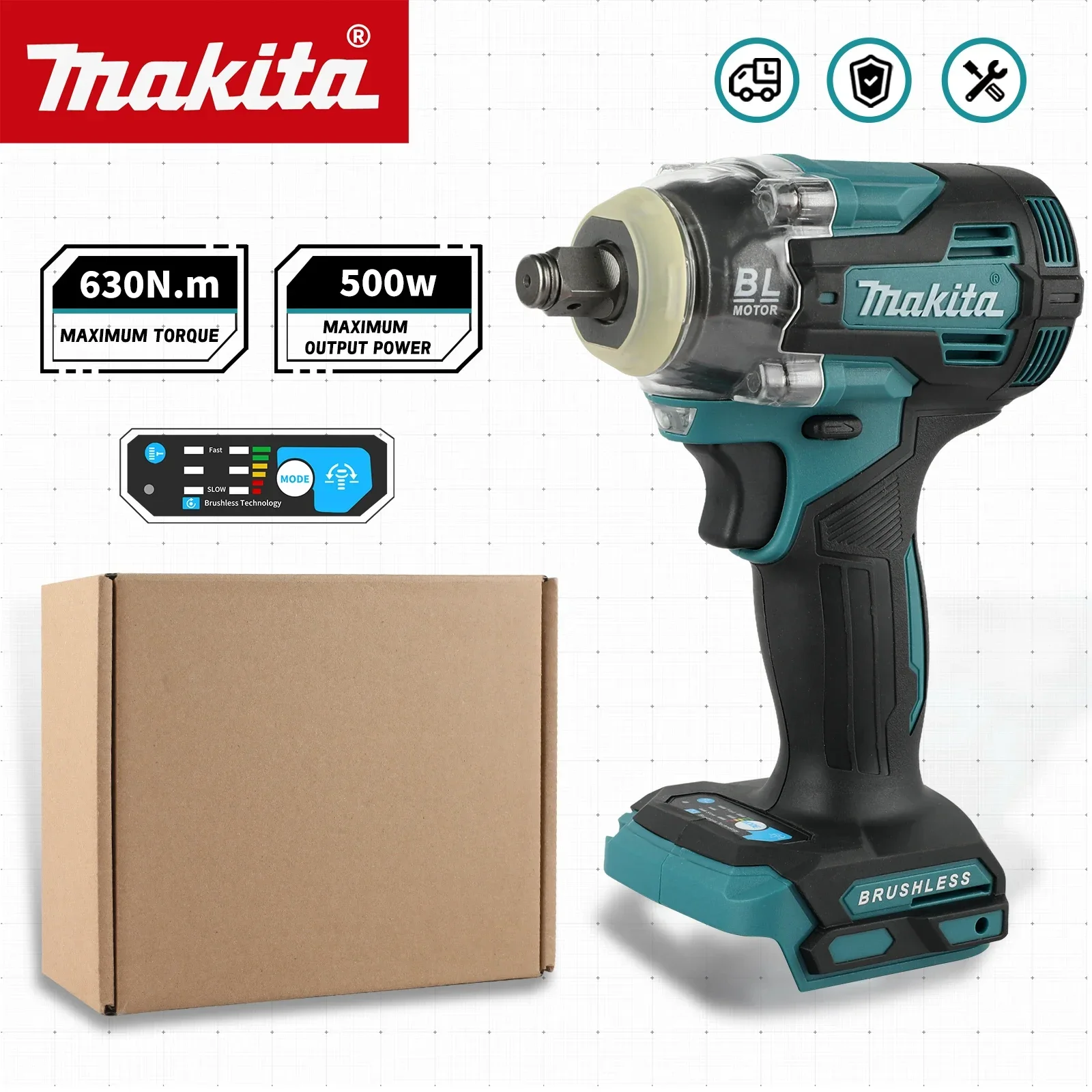 For Makita TW004G Brushless Impact Wrench 4-Speed Control Forward Reverse Trigger Heat Dissipation for Heavy Duty Work tools