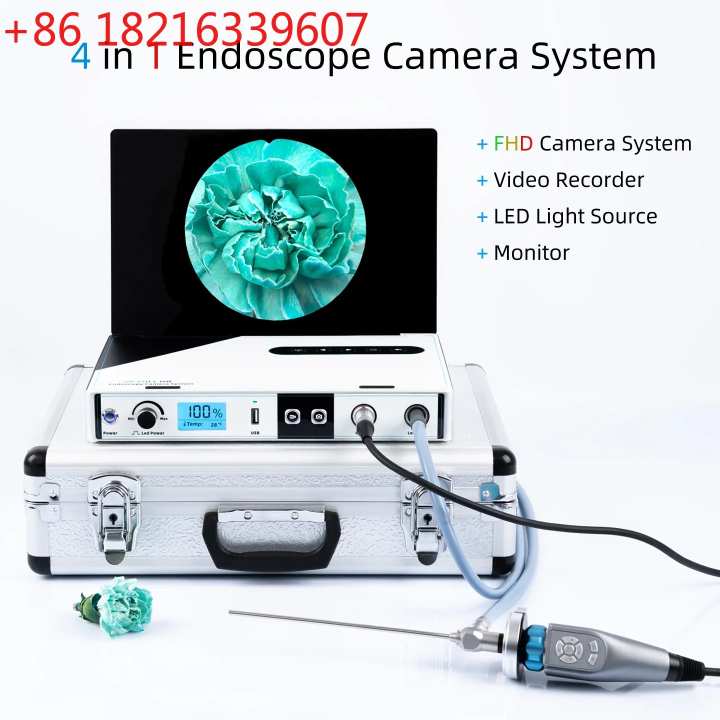 YAO Portable Medical Endoscopic Camera System With LED Cold Light Source and Video Record for ENT Arthroscopy Hysteroscopy Urolo