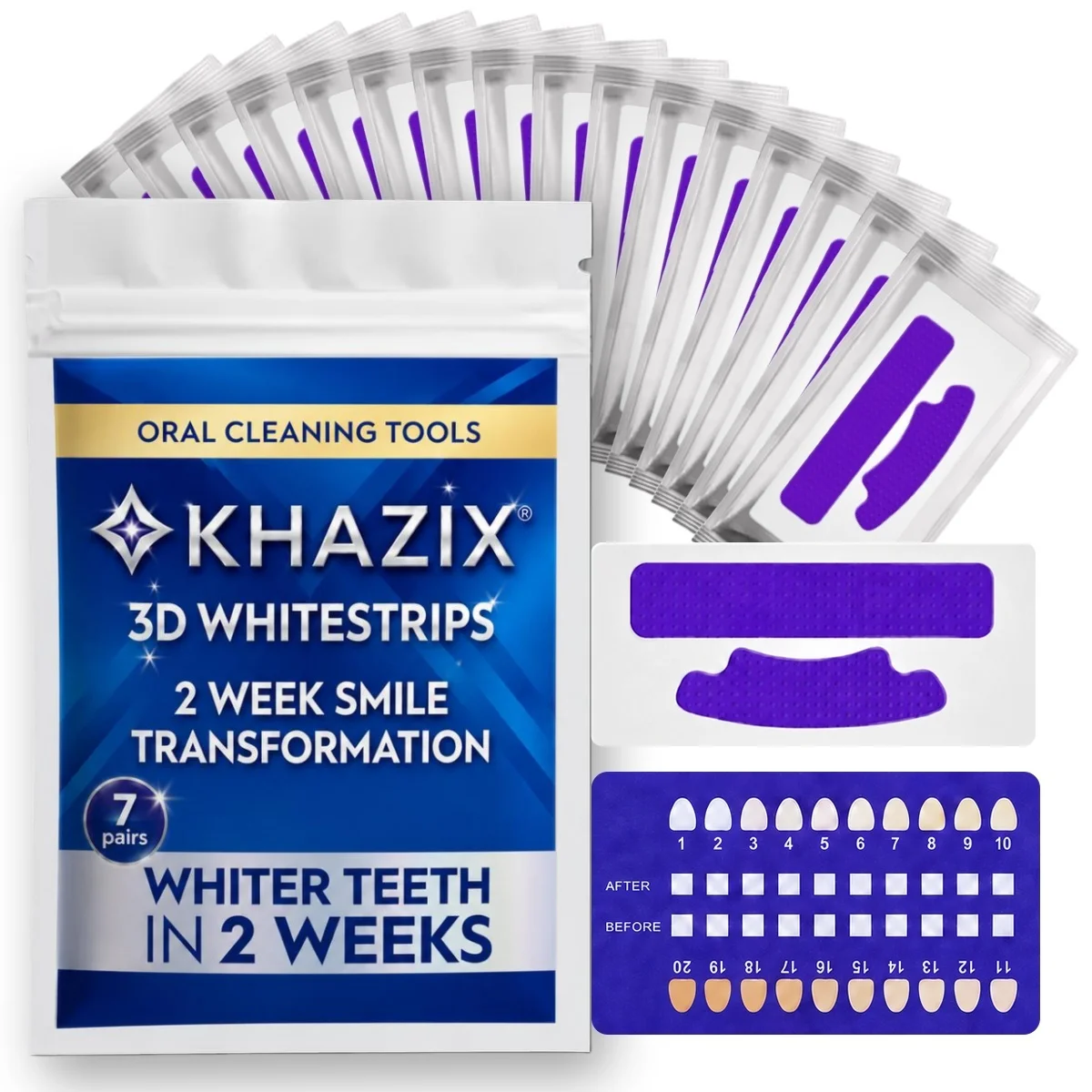 7 paires de bandes blanchissantes pour les dents, pour un sourire plus blanc, bandes dentaires flexibles faciles à appliquer pour les soins cosmétiques quotidiens