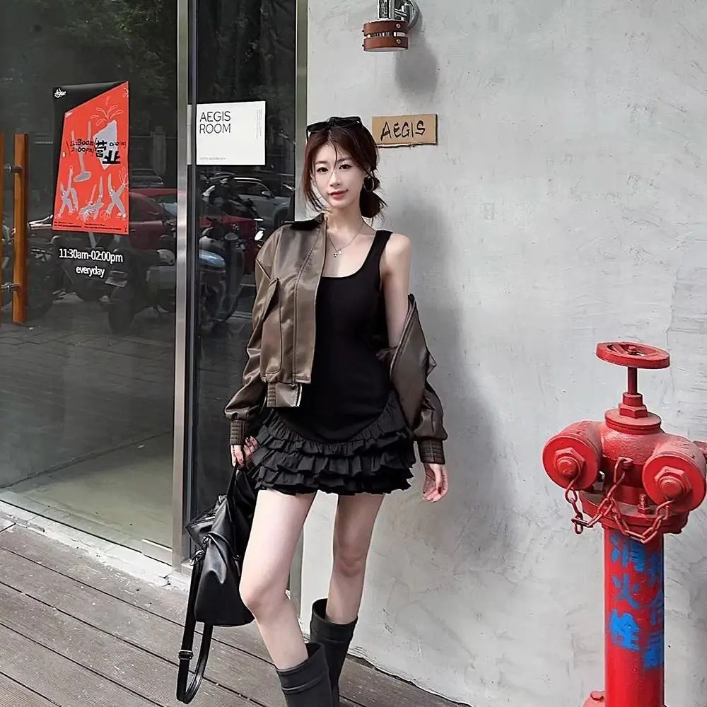 Sukienka typu slim fit z kwadratowym dekoltem, w stylu baletowym, z falbankami, damska krótka spódniczka, bez rękawów, w stylu spicy girl, sukienka na ramiączkach typu halter.