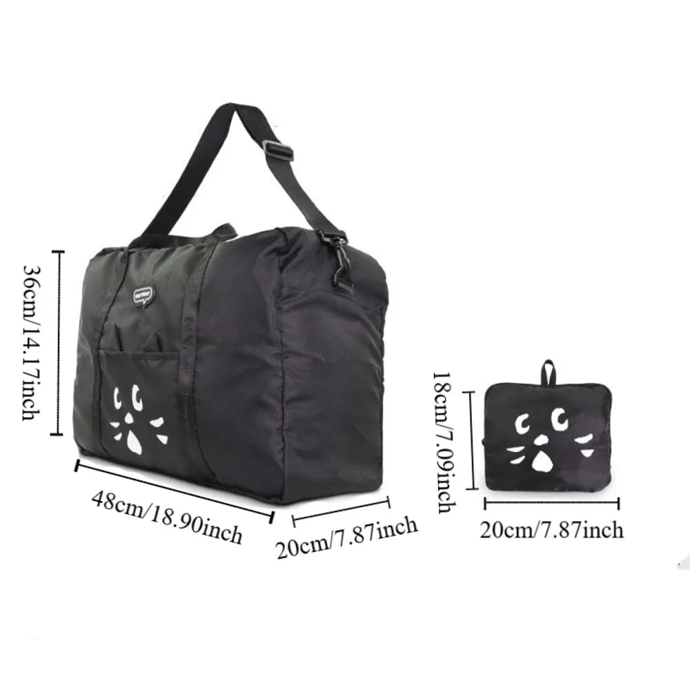 Bolsa de ombro dos desenhos animados gato saco de pano de náilon separação seca molhada saco de bagagem de viagem de náilon crossbody portátil viagem mochila de viagem