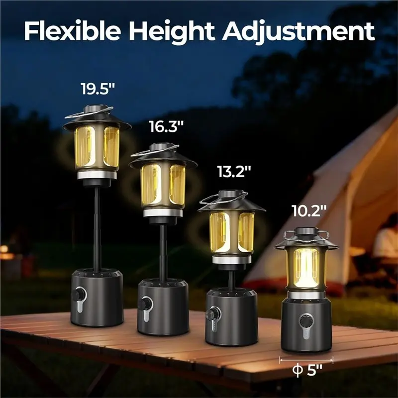 BAAG-Telescopic Camping Lantern 8000Mah Battery, Waterproof Design& 3 Light Modes