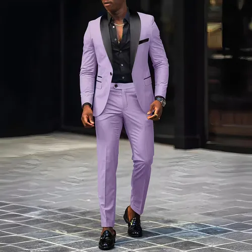 Imagen 2 del producto Traje de hombre de 2 piezas adecuado para trajes de negocios de boda, conjuntos de chaquetas y pantalones de un solo botón, conjuntos de chaquetas ajustadas