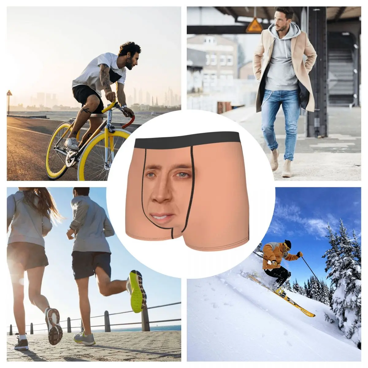 Humor Boxer Shorts Panties Man Nicolas Cage Face Underwear Soft Underpants for Male